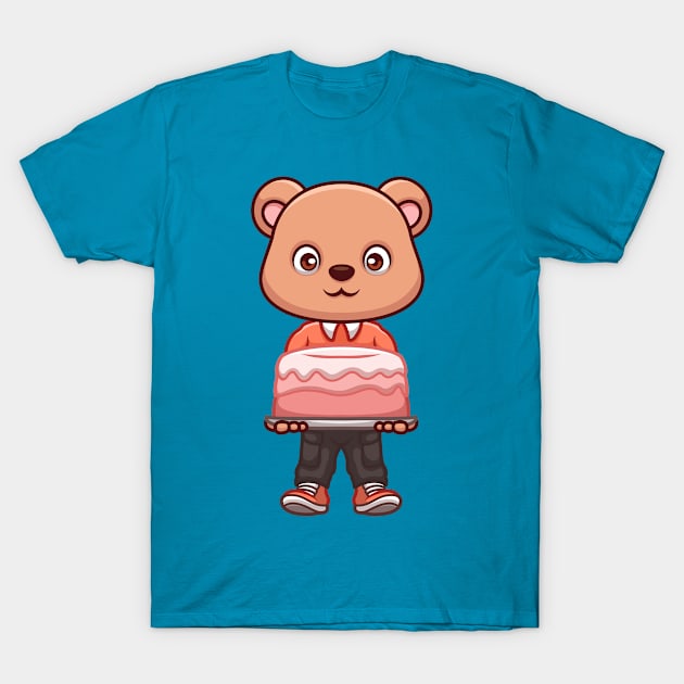 Birthday Bear Cute Cartoon T-Shirt by GumregaStd